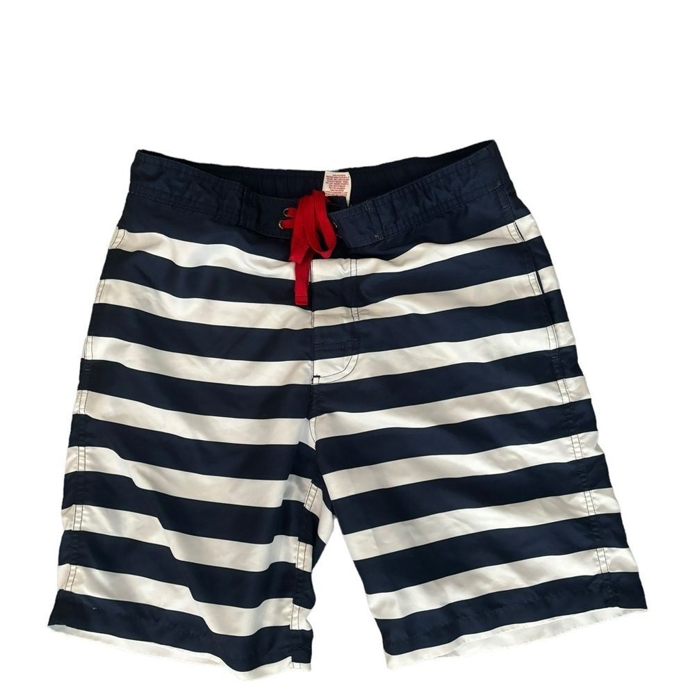 Merona Men’s Navy Blue and White Shorts with Red String Closure-Small